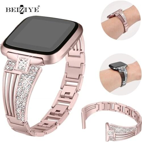 Bling Diamond watch Band For Fitbit Versa/Versa Lite/Versa SE Women Bracelet Jewlery Wristband for Versa 2 Smartwatch Strap