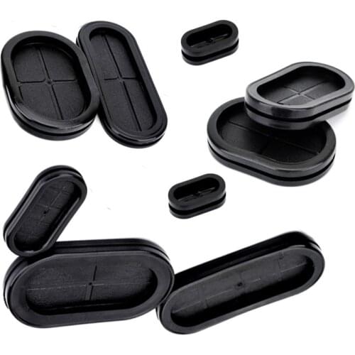 Black Oval rubber wire grommet 25mm Groove flat gasket sheet Electric box inlet outlet seal ring Dust plug cover cable protector