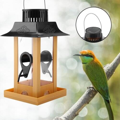 Dropshipping Bird Feeder Solar LED Light Bird Feeder Station Hanging Pigeon Crow Parrot Outdoor Balcony Bird Feeding Bird Feeder