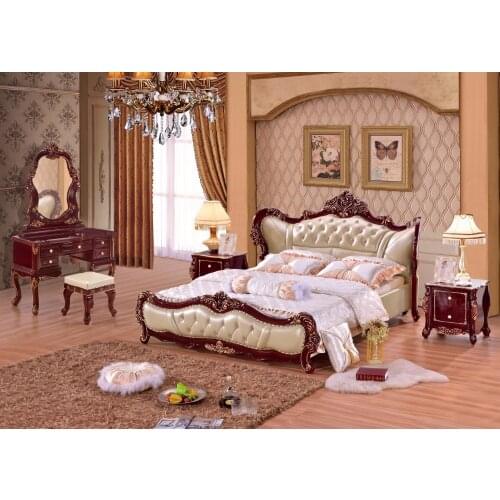 Europe and America Genuine leather bed frame Modern Soft Beds Home Bedroom Furniture cama muebles de dormitorio / camas quarto