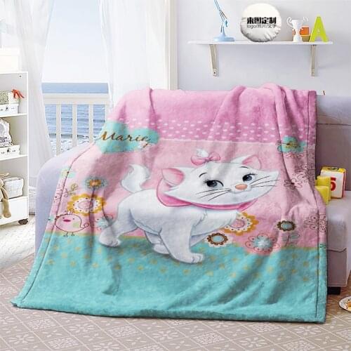 Marie Cat Flannel Blanket Disney Anime Throw Quilt Adult Office Student Dormitory Air Conditioning Nap Blanket Baby Shower Cover