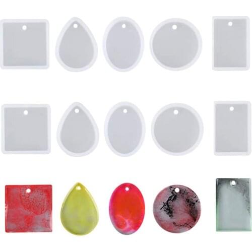 Jewelry Casting Molds Silicone Pendant Mold Resin with Hanging Hole Jewelry Making DIY Craft Tools