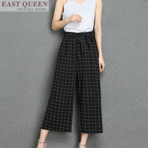 Tartan clothing Palazzo culotttes femme wide leg pants trousers cargo harem sweat pants AA3506