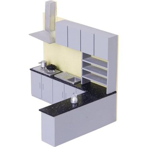 Dollhouse Kitchen Dining Room Furniture Decor - 1/25 Scale Miniature Kitchen Cabinet Cupboard Model Set