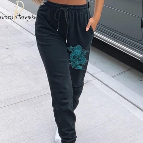 Fashion Women Sweatpants Unisex Wide Leg Sweat Pants Black Print Pants Custom Swearshirt Pents Casual Baggy Spring Autumn Pants