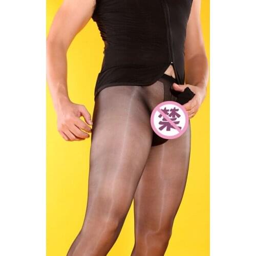 Doyeah Mens Sexy Pantyhose Nude w/ Penis Sheath Tip Open Sheer Tights