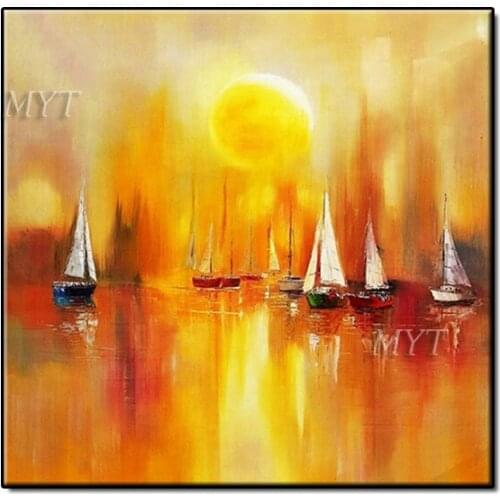 MYT Oil Painting 100% Handpainted Abstract Waterscape Oil Painting On Canvas Wall Pictures For Living Room no Framed Canvas