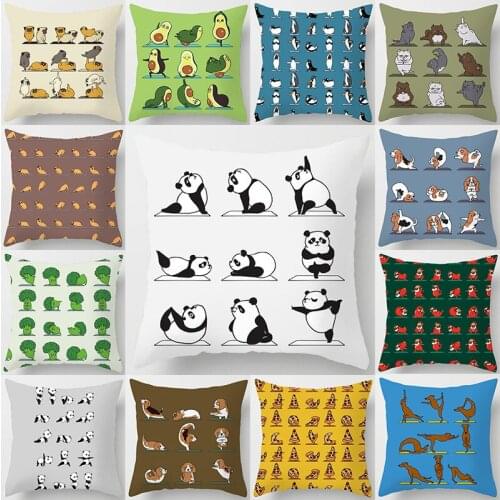 New Yoga Panda Hugging Pillow Case Cartoon Animal Avocado Pillow Starling Bulldog Hugging Pillow Case Waist Pillow Case