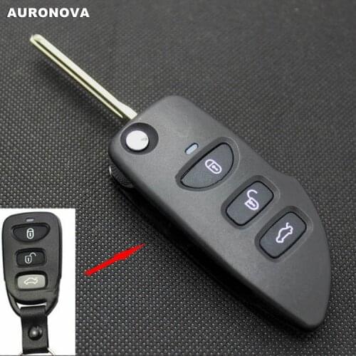 AURONOVA New Upgrade Folding Key Shell for Kia Carens 3 Buttons Remote Car Key Case DIY