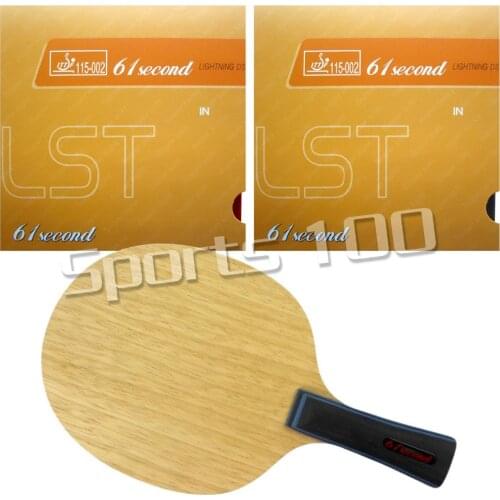 Pro Table Tennis Combo Paddle Racket 61second 3003 Blade with 2x Lightning DS LST Rubbers Long Shakehand-FL with a free full cas