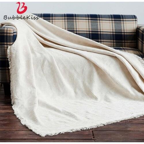 Bubble Kiss Nordic Throw Blanket Solid Color Cotton Sofa Towel Blanket Home Dust-Proof Knitted Cover Blanket Leisure Blankets