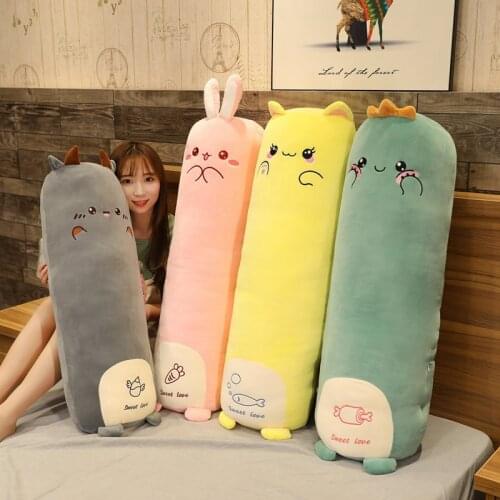 Removable and Washable Chicken Rabbit Cat Dinosaur Cattle Plush Long Pillow Toys Soft Stuffed Animal Doll Leg-clamping Cushion