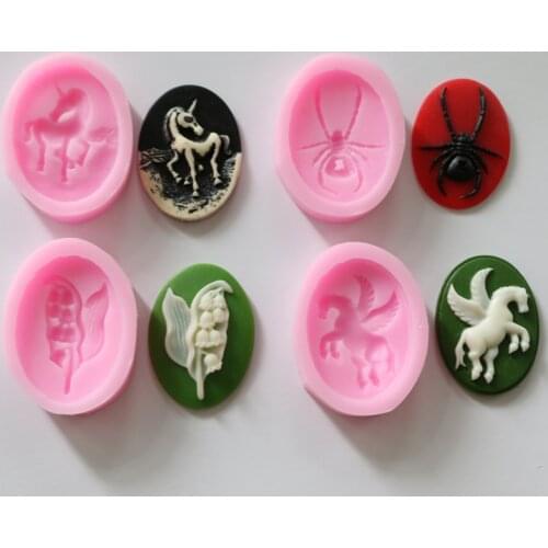 Silicone Mold Cartoon Spider Fly Horse Sugar Cakes Decorated Handmade Chocolate Diy Baking Clay Moulds Silicone Rubber PRZY