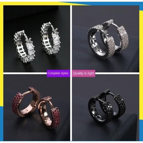 Standard Silver simple design sense diamond round earrings personality retro style womens brand jewelry Simple Exquisite Charms