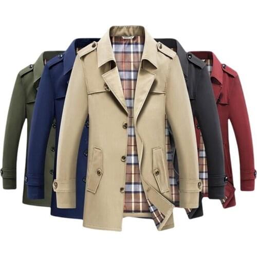 Maximum Suitable Weight 120 Kg Men Trench British Style Classic Men Medium Long Windbreaker Fashion Extra Large Size Outwear