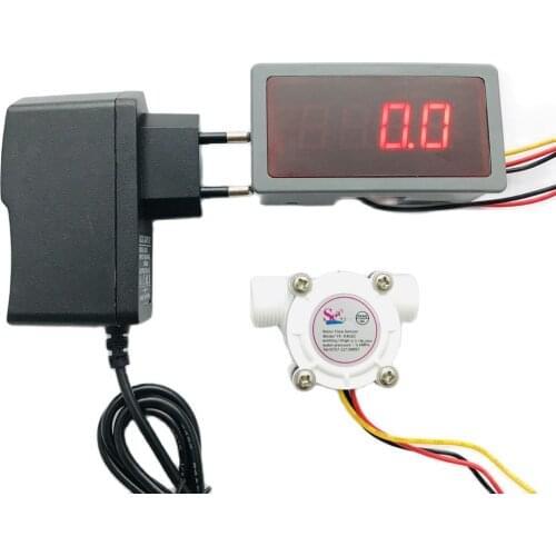 US208MA Digital Flow Meter with YF-S402C G3/8" hall water flow sensor 0.3-10LPM