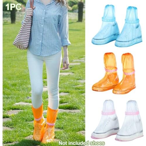 Adult Children Outdoor Reusable PVC Waterproof Rainboots Shoe Cover Non-Slip Thicken Overshoes