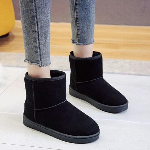 Women Snow Boots Cowhide Leather Ankle Boots Warm Winter Boots Women Shoes Thick Non-Slip botas de mujer femmes chaussures 36-40