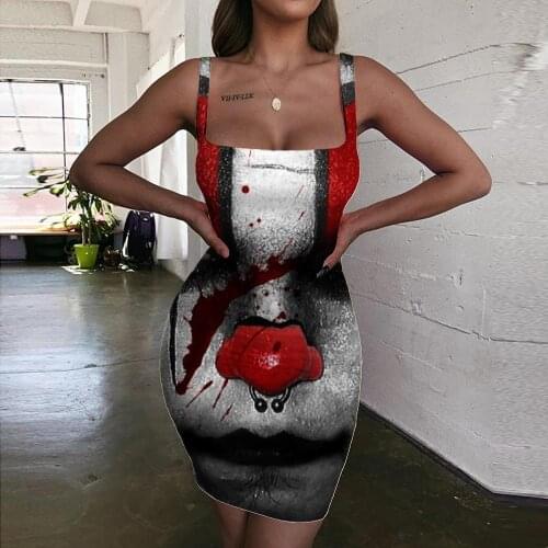 Giyu Brand Clown Dress Women Cosplay Vestido Sexy Halloween Halter Sleeveless Womens Clothing Summer Beach Beach High Quality