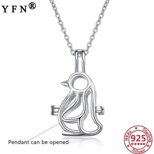 YFN 925 Sterling Silver Penguin Necklace Cage Memorial Necklace For Memory Silver Chain 925 Woman‘s Jewelry Trendy Necklace Gift