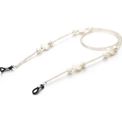 1pc/10pcs/lot Crystal White Beads Eyeglass Chain Sunglasses Neck Cord Holder Shell Pearls Eyeglass Lanyard retail wholesale