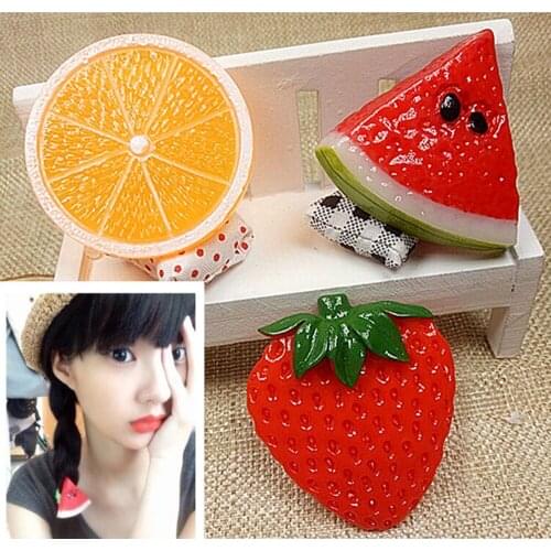 10pcs Mix Big Fresh Fruits Flatback Resins Orange Watermelon Strawberry Resin Cabochon DIY Craft Embellishments Hair Bow Centers