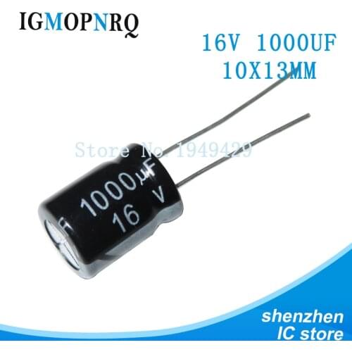 10PCS Higt quality 16V1000UF 10*13mm 1000UF 16V 10X13 Electrolytic capacitor