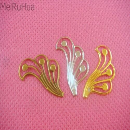20 pieces/lot 2.1*2.5mm Metal Filigree Flowers Slice Charms Setting Jewelry Accessory DIY Components Findings