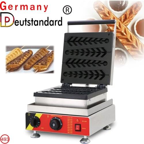 4 Pcs Commercial Snack Machines Street Food Electric Waffle Stick Maker Lolly Waffle Maker Waffle Stick Machine With Oil Pan
