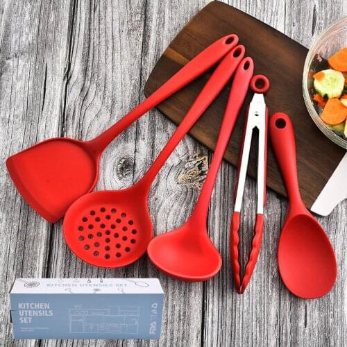 5Pcs Silicone Kitchenware Cooking Utensils Set Heat Resistant Kitchen Non-Stick Cooking Utensils Baking Tools