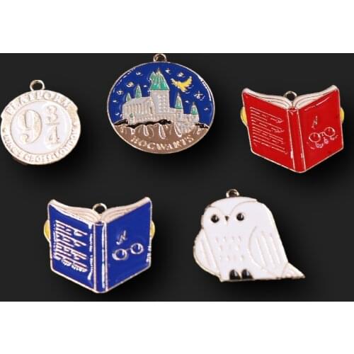5pcs Mix Hip Hop Harajuku Enamel Magician Elements Owl Tags Pendants DIY Charms Jewelry Handmade Crafts Metal Accessories P592