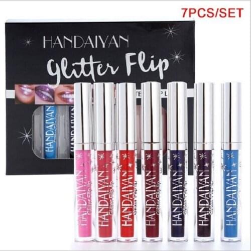 7 Pcs Matte Shine Lip Gloss Glitter Liquid Lipstick Set Moisturizer Long Lasting Beauty Lips Brand Makeup Cosmetics