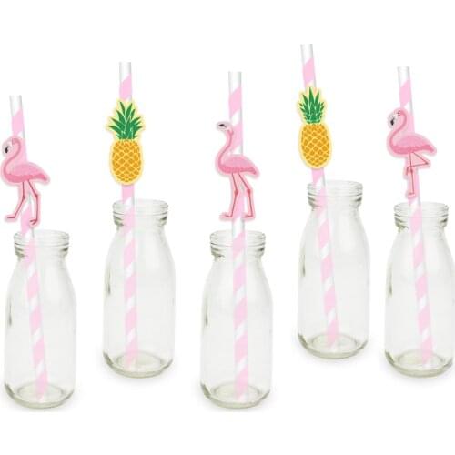 Flamingo Straw For Paper Straws Birthday Party Festive Supplies Decoration Pineapple Paper Drinking Straws Event Supplies 25PCS