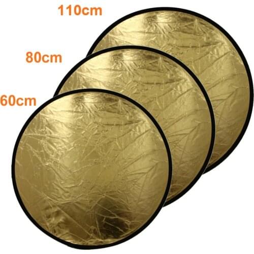ALLOYSEED 1pcs 60cm/80cm/110cm 2-in-1 Photography Reflector Studio Light Mulit Collapsible Disc Round Disk Silver/Gold