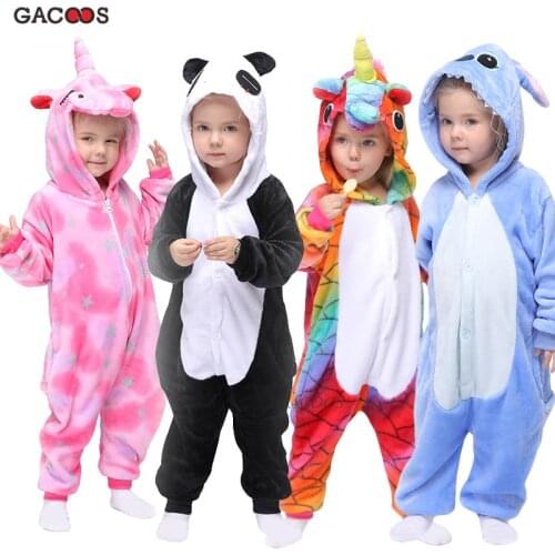 Kigurumi Childrens Pajamas Boys Girls Unicorn Pajamas Kids Stitch Pijamas Panda Animal Sleepwear Winter Onesies Panda Pajamas