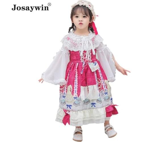 Kids Dress for Girls Baby Autumn Summer Lolita Girl kawaii Cute Long Wedding Dress Girl Princess Party Vestidos