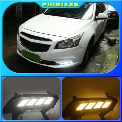2PCS LED DRL Daytime Running Light Daylight with turn signal lamp For chevrolet cruze 2015
