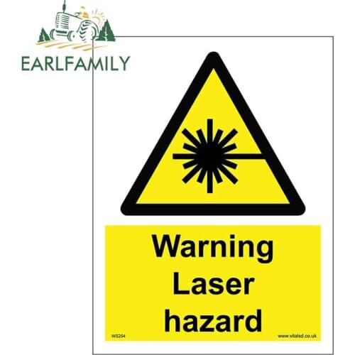 EARLFAMILY 13cm x 10cm for WARNING LASER HAZARD SIGN Motorcycle Car Bumper Window Car Stickers Fashion Occlusion Scratch Decals