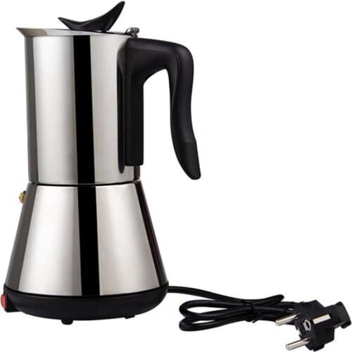 Electric Stove Espresso Maker Moka Pot 6Cups Percolator Coffee Pot Electric Stainless Steel Classic Cafe Maker EU Plug