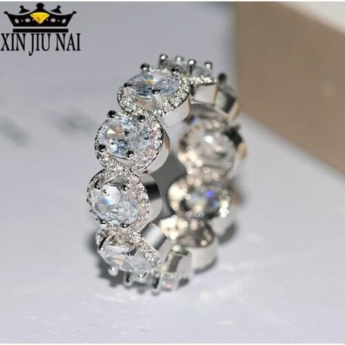 925 sterling silver 2019 European and American luxury charm oval simulation diamond ring super flash zircon diamond jewelry