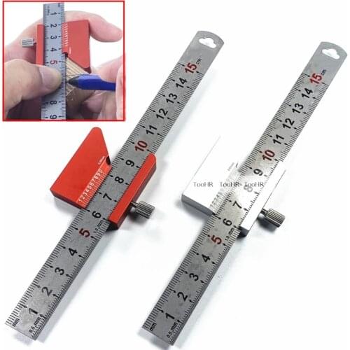 Woodworking Angle Scriber Steel Ruler 45/90 Degree Round Center Line Scribe Aluminum Alloy Positioning Block DIY Measuring Tool