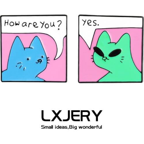 LXJERY Cartoon Cat Enamel Pin Custom Funny Brooches Shirt Lapel Bag Cute Badge Cartoon Jewelry Gift for Friends