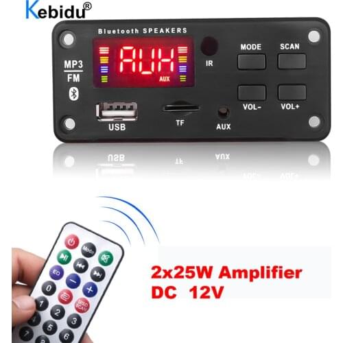 MP3 WMA Decoder Board Big Screen 50W Amplifier Bluetooth 5.0 USB FM AUX 3.5MM TF Radio Recording For Car Music Speaker