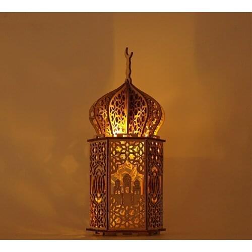 Muslim Festival Light Ramadan Eid Mubarak Decorations for Home LED Wood Lights Eid Mubarak Decor Gifts Islam Party Supplies