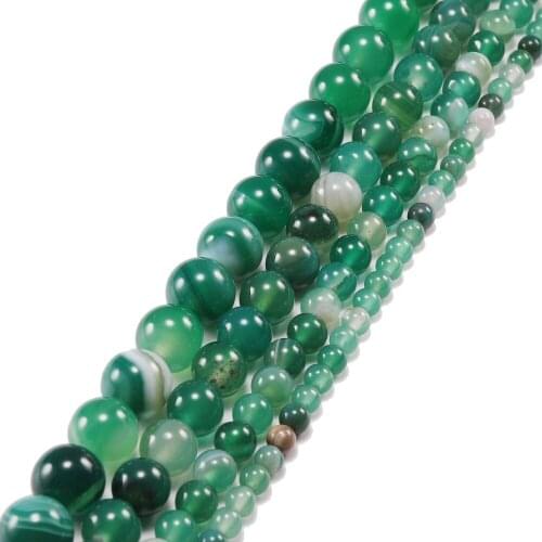 Bulk Wholesale Green Stripe Onyx Agat Round Beads Natural Stone Beads For Jewelry Making DIY Bracelets Necklaces 4 6 8 10 12 mm