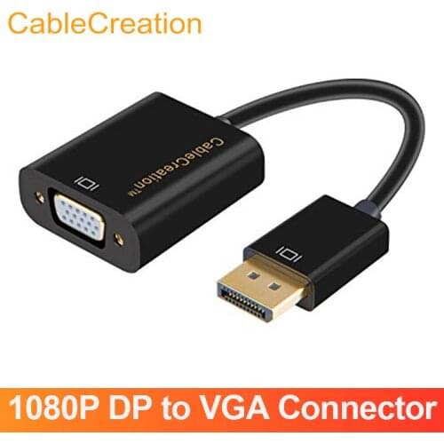 CableCreation 1080P DP to VGA Connector DP to VGA Male to Female, Apply to Computer Desktop, Laptop Monitor Projector video