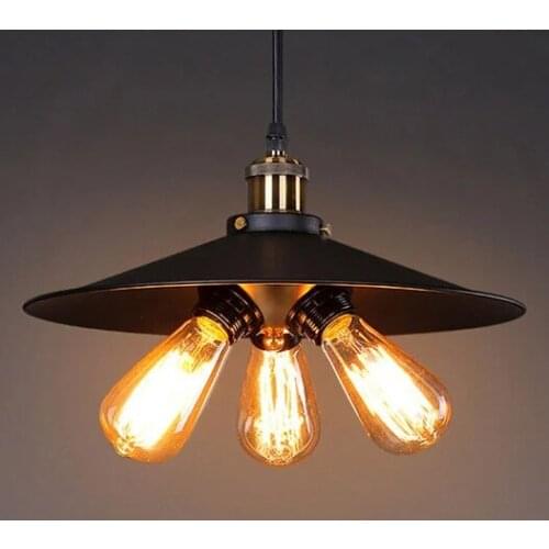 Village Retro Pendant Light Iron Metal Spray Painting Restaurant Bar Coffee Shop Floor E27 Holder Three Head Edison Lamp