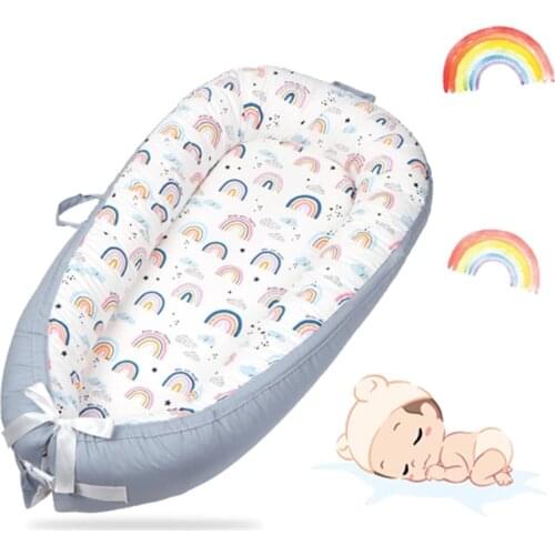 Portable Baby Nest Bed Portable Crib Soft Travel Bed Infant Cotton Nursery Sleep Folding Washable Bed Baby Bassinet Bumper Bed