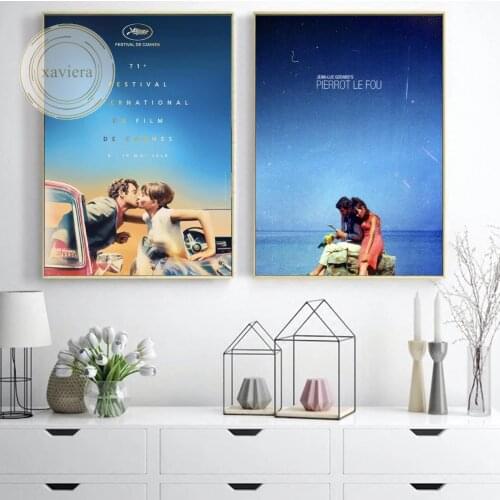 Classic French Movie Retro Posters and Prints Jean Luc Godard Vintage Canvas Painting Wall Art Pictures Home Decoration Bedroom