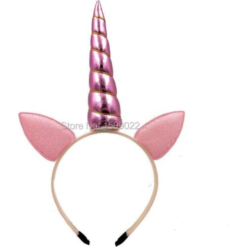 Lovely Unicorn Hairband Horn Headband Kids Children Girls Women Hair Accessories Cosplay Glitter Ears Birthday Headdress Pink